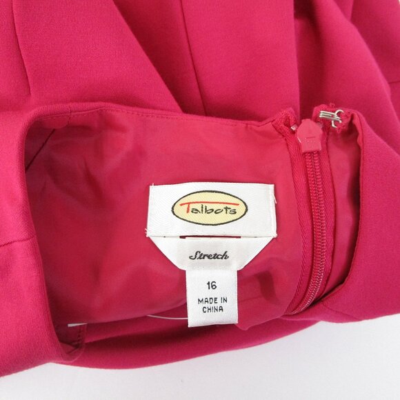 Talbots Plus Size Solid Magenta Fuchsia Pink V-Neck Sheath Dress Size 16 - Picture 8 of 13